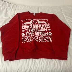 Gildan Red Dachshund Holiday Sweater